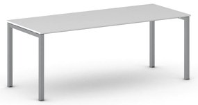 Rokovací kancelársky stôl PRIMO SQUARE, 200x80 cm, sivostrieborná podnož, biela
