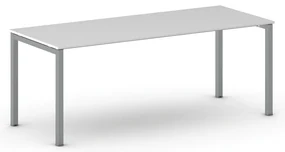 Rokovací kancelársky stôl PRIMO SQUARE, 200x80 cm, sivostrieborná podnož, biela