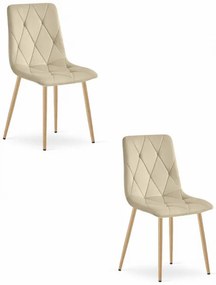 Set dvoch jedálenských stoličiek LIBRA zamatové svetlobéžové / drevené nohy (2 ks)