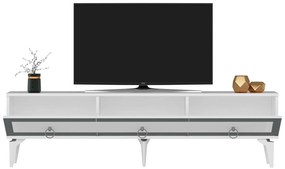 TV stolík/skrinka Muvuta 2 (biela + strieborná) . Vlastná spoľahlivá doprava až k Vám domov. 1095414