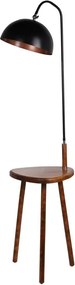 Čierna/hnedá stojacia lampa s poličkou s kovovým tienidlom (výška 160 cm) Table – Opviq lights
