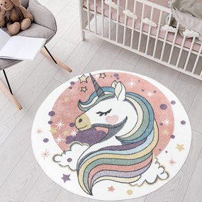 Dekorstudio Detský okrúhly koberec ANIME s jednorožcom - vzor 925 Priemer koberca: 160cm