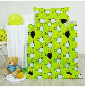 Obliečky detské bavlnené ovečky zelené EMI, Detský set 90x130 + 45x65