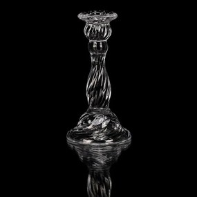 Svietnik sklenený 16 cm na kónickú sviečku, číra