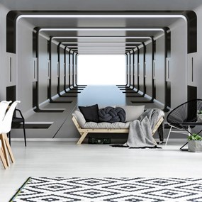 Fototapeta - 3D strieborný tunel (254x184 cm)