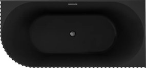 Mexen Gia, voľne stojaca rohová vaňa, drážkovaná, pravá, 150 x 75 cm, čierna matná, brúsený grafit, 52701507571P-66
