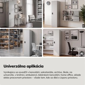 Skriňa na spisy kartotéková na kľúč sivá, 450x1850x600 mm: ALEX D600