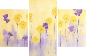 Obraz - Fialové a žlté kvietky (90x60 cm)