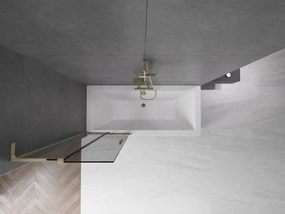 Mexen Velar L, 2-krídlová posuvná vaňová zástena 70 x 150 cm, 8mm šedé sklo, zlatá matná, 896-070-003-41-55
