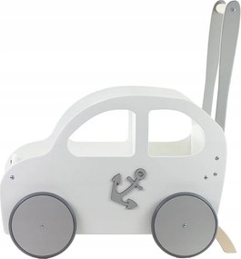 Drevené auto pre chlapcov / chodítko biela