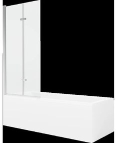 Mexen Cubik obdĺžniková vaňa 170 x 70 cm s obkladom a 2-krídlovou zástenou 80 cm, Transparentné, Chrómová - 550317070X9208020100