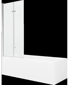 Mexen Cubik obdĺžniková vaňa 170 x 70 cm s obkladom a 2-krídlovou zástenou 80 cm, Transparentné, Chrómová - 550317070X9208020100