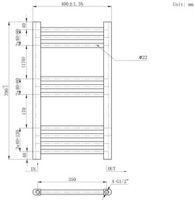 Erga Basic, vykurovacie teleso 700x400 mm, 232 W, biela, ERG-LAV-BASIC-7040-WH