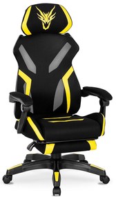 Herná stolička Maximo s podnožkou čierna/žltá