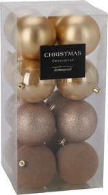 Sada 16 ks plastových vánočních baněk LULI 8 cm zlatá