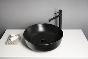 Sapho Sapho, RONDEA keramické umývadlo na dosku priemer 41cm, čierna matná, AR445B