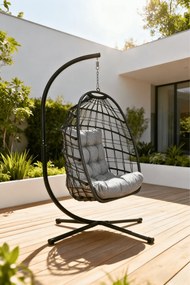 Skládací závěsné houpací křeslo Houseland Chloe černé