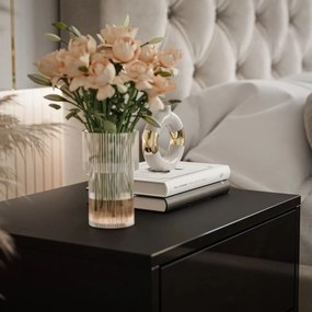 NOČNÝ STOLÍK EDWARD GLOSS ČIERNY LESK + ZLATÝ PODSTAVEC