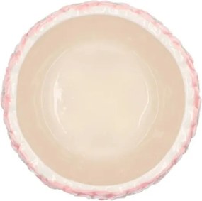 Ružovo-zelený obal na kvetináč s reliéfom kvetov Jane Flower - Ø 13*11cm