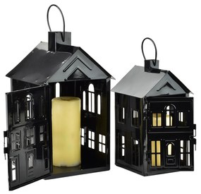 Kovová lucerna Roger 20,3x20x33,8 cm černá