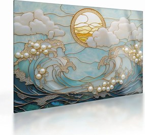 Sklenený obraz - 3D perly v oceáne (70x50 cm)
