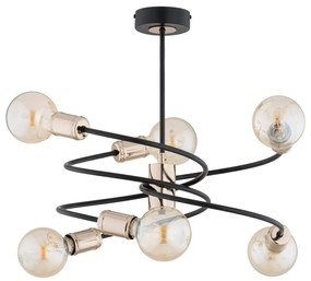 Luster na tyči DISCO 6xE27/60W/230V čierna/zlatá