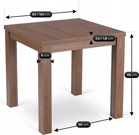 Rozkladací stôl MAX 80-160 cm, orech Nicea