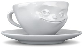 Biela usmievavá porcelánová šálka na kávu 58products, objem 200 ml