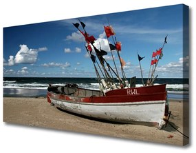 Obraz na plátne More pláž loďka krajina 120x60 cm