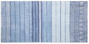 Viskózový koberec 80 x 150 cm modrá/biela YARDERE Beliani