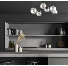 Prisadený luster NESSA 6xE27/60W/230V čierna/číra