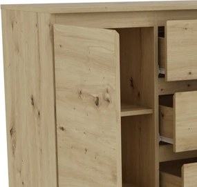 Široká komoda so 4 zásuvkami Carlos, dub artisan, 120 cm