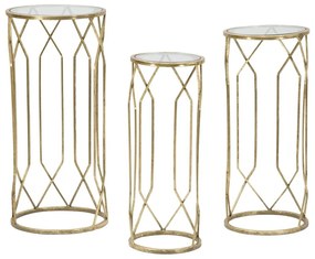 Okrúhle odkladacie stolíky v súprave 3 ks so sklenenou doskou ø 32 cm Tunisi – Mauro Ferretti