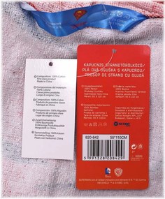 Plážové pončo - plážová bavlnená osuška s kapucňou - motív Superman - 55 x 110 cm