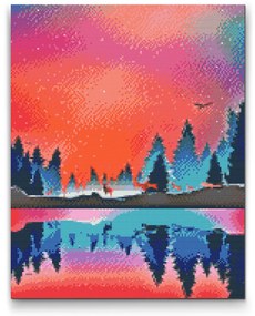 Gario Diamantové maľovanie Zimná krajina 2 Rozmery: 30 x 40 cm, Rámovanie: Iba zrolované plátno, Diamanty: Štvorcové