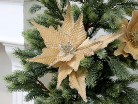 Jantárová vianočná ozdoba kvetina hviezda na klipe - 25*6 cm