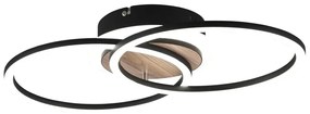 Čierno-hnedé LED stmievateľné stropné svietidlo 28x46 cm Giro – Trio
