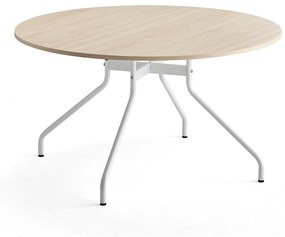 Stôl AROUND, Ø 1300 mm, breza, biela