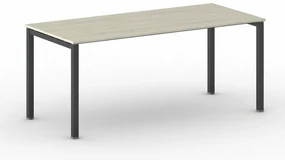 Rokovací kancelársky stôl PRIMO SQUARE, 180x80 cm, čierna podnož, dub prírodný