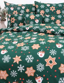 Vianočné bavlnené obliečky Renforcé - Vianočný perníček zelené
