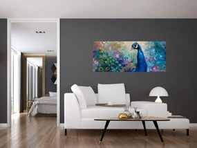 Obraz - Maľba páva (120x50 cm)