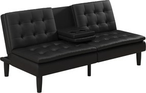 Čierna rozkladacia pohovka z imitácie kože 191 cm Maine – Støraa