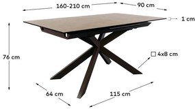 Hnedý rozkladací jedálenský stôl s keramickou doskou 90x160 cm Atminda – Kave Home