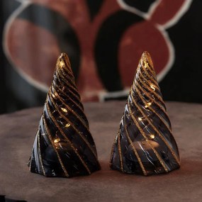 SIRIUS LED světelný stromeček, skleněný, sada 2 kusy, černý, 11 cm