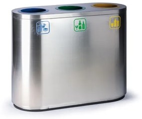 Odpadkový kôš na triedenie odpadu, 3x43 l, nerezový