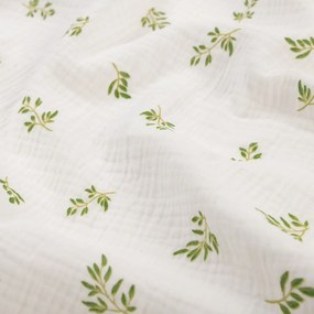 Biante Mušelínová plienka/dečka Nature MSN-081 Zelené vetvičky na bielom 120x120 cm