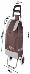 Nákupná taška na kolieskach 94cm hnedá