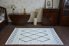styldomova Šnúrkový koberec sizal color 47272/396 Romby štvorce biely