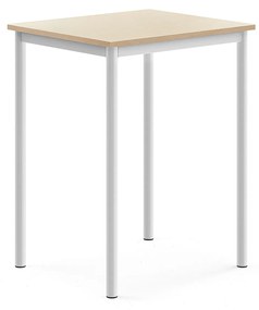 Stôl SONITUS, 700x600x900 mm, HPL - breza, biela
