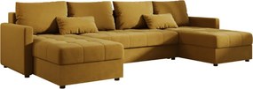 Rozkladacia sedacia súprava do U VENORIA 285x146 cm, horčicová + 2 vankúšiky ZDARMA